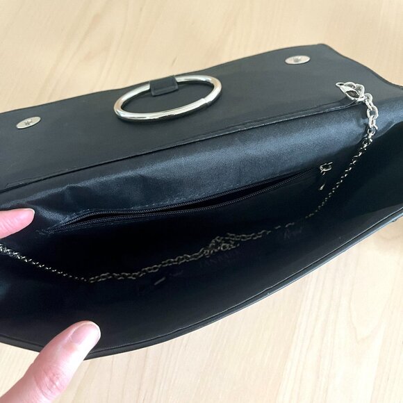 Black Leather Clutch/Shoulder Bag - Picture 7 of 8